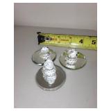 Set of 3 Swarovski Style Miniature Crystal Animal Figurines with Mirror Bases