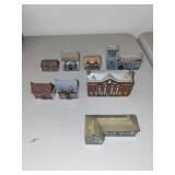Set of 8 Wade England Miniature Ceramic Village Buildings