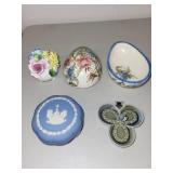 Set of 5 Decorative Trinket and Jewelry Boxes Including Wedgwood and Irish Belleek
