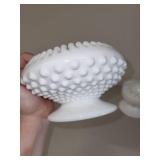 Set of 2 Milk Glass Pedestal Candy Dishes with Ruffled Edges