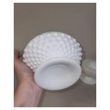 Set of 2 Milk Glass Pedestal Candy Dishes with Ruffled Edges