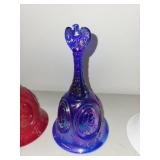Set of 3 Fenton Glass Commemorative Bells Red Blue and White