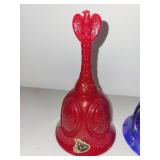Set of 3 Fenton Glass Commemorative Bells Red Blue and White