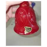 Set of 3 Fenton Glass Commemorative Bells Red Blue and White