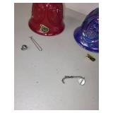 Set of 3 Fenton Glass Commemorative Bells Red Blue and White