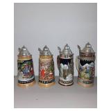 Set of 4 Limited Edition Schmid Christmas Beer Steins 1971-1974