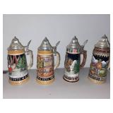 Set of 4 Limited Edition Schmid Christmas Beer Steins 1971-1974