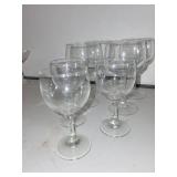 Set of 6 Clear Glass Wine Goblets