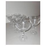Set of 8 Vintage Etched Glass Champagne and Wine Coupes