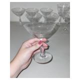 Set of 8 Vintage Etched Glass Champagne and Wine Coupes