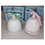 Pair of Lladro Christmas Bells 1987 and 1988 with Boxes