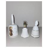 Set of 3 Collectible Porcelain Bells - Schmid, Enesco, Hallmark