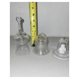 Set of 3 Decorative Glass Bells Including Angel Ornament