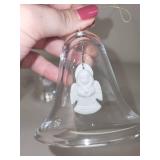 Set of 3 Decorative Glass Bells Including Angel Ornament