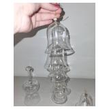 Set of 3 Decorative Glass Bells Including Angel Ornament