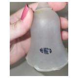 Pair of Frosted Glass Decorative Bells with Millefiori Accents and Removable Chain