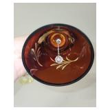 Pair of Decorative Crystal Glass Bells Bayel and Hand-Painted Amber Bell