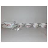 Noritake Hand-Painted Japan Tea Set with Gravy Boat, Cups, Saucers, and Ladle