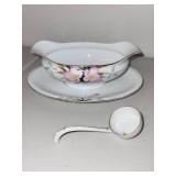 Noritake Hand-Painted Japan Tea Set with Gravy Boat, Cups, Saucers, and Ladle