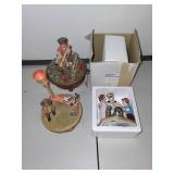 Lot of 3 Vintage Music Boxes and Norman Rockwell Figurine