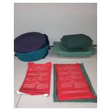 Pyrex Glass Bakeware Set with Lids, Insulated Carrier, and Microwave Hot Packs