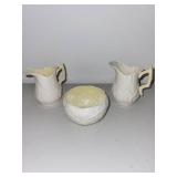 Belleek Ireland Cream and Sugar Set with Creamer and Open Sugar Bowl