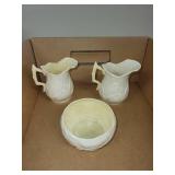 Belleek Ireland Cream and Sugar Set with Creamer and Open Sugar Bowl