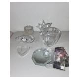 Collection of Cut Glass Decor, Mirrors, and Crystal Clock