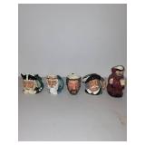 Set of 5 Royal Doulton Character Mugs and Jugs, Including Sancho Panza