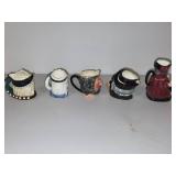 Set of 5 Royal Doulton Character Mugs and Jugs, Including Sancho Panza
