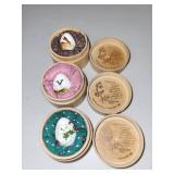 Set of 3 Edith Collector Porcelain Eggs with Hand-Painted Animal Designs and Wooden Boxes