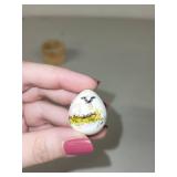 Set of 3 Edith Collector Porcelain Eggs with Hand-Painted Animal Designs and Wooden Boxes