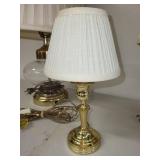 Set of 3 Table Lamps with Pleated Shades - Mixed Brass and Glass Bases