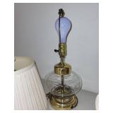 Set of 3 Table Lamps with Pleated Shades - Mixed Brass and Glass Bases