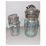 Pair of Vintage Globe Glass Canning Jars with Metal Latch Closures