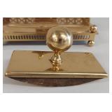 Antique Gusum Swedish Brass Inkwell Set and Pen by Seamless