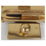 Antique Gusum Swedish Brass Inkwell Set and Pen by Seamless