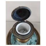 Antique Brass Inkwell & Pen Holder Set