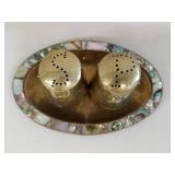 Taxco Brass Abalone Shakers Set