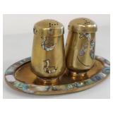 Taxco Brass Abalone Shakers Set