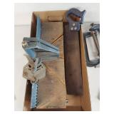 Vintage Woodworking Tool Lot: Miter Box, Clamps, Shears