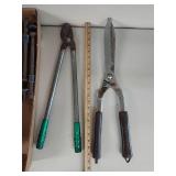 Vintage Woodworking Tool Lot: Miter Box, Clamps, Shears