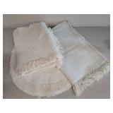 White Cotton Bathroom Rug Set