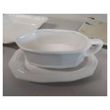 Ceramic and Porcelain Serveware Set with Decorative Basket