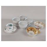 Assorted Teacup Set: White & Ornate Gold-Finish Floral