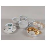 Assorted Teacup Set: White & Ornate Gold-Finish Floral