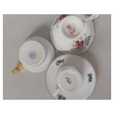 Assorted Teacup Set: White & Ornate Gold-Finish Floral