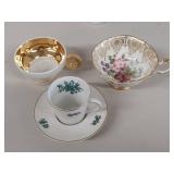 Assorted Teacup Set: White & Ornate Gold-Finish Floral