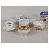 Assorted Teacup Set: White & Ornate Gold-Finish Floral