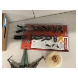Versatile Hardware Tool Lot with Craftsman Clamp Set, Brushes, Assorted Items